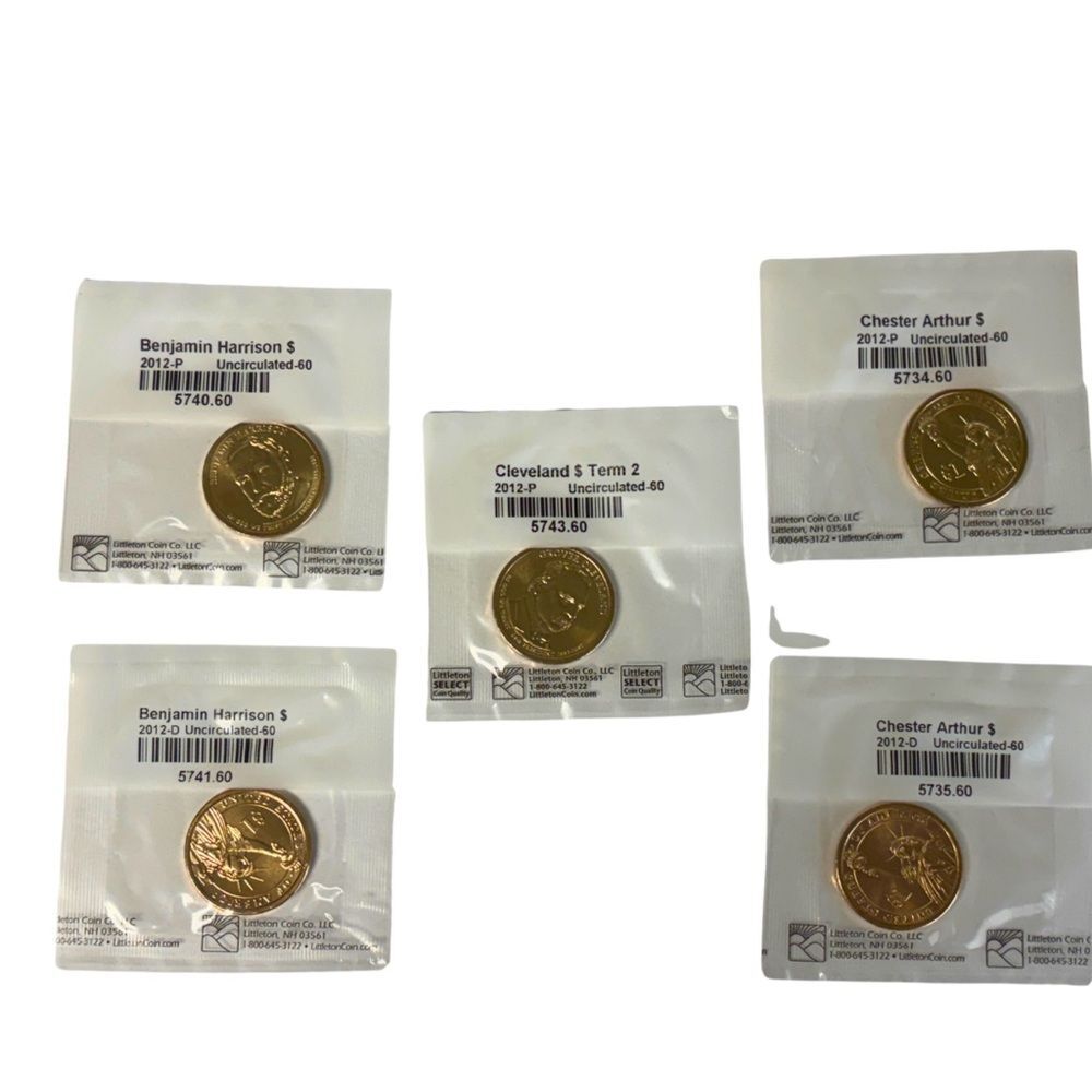 Lot of 5 Presidential $1 Coins – 2012 Issues – Uncirculated